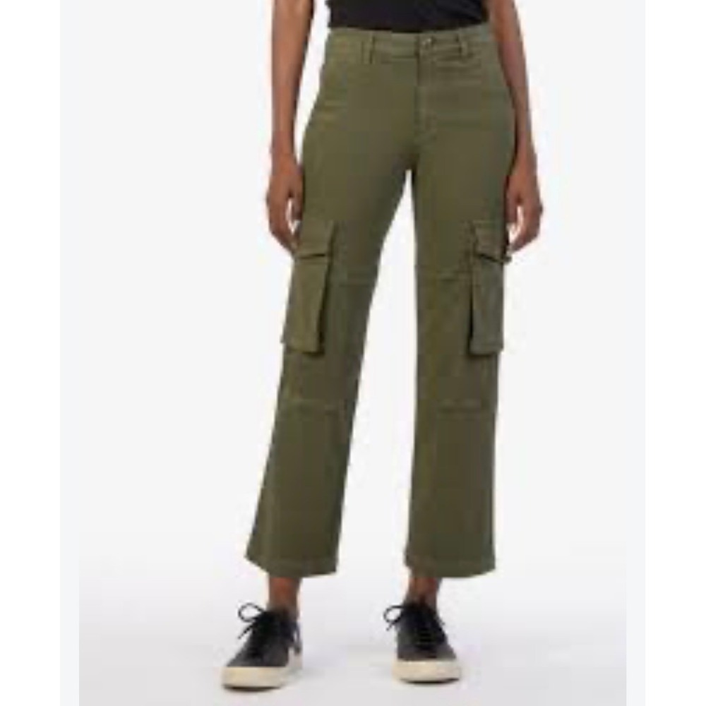 Kut from the Kloth Women Olive Green Cargo Pants Straight Leg KB50301 Size 0